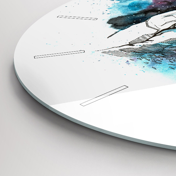 Round glass wall clock Astronaut abstraction