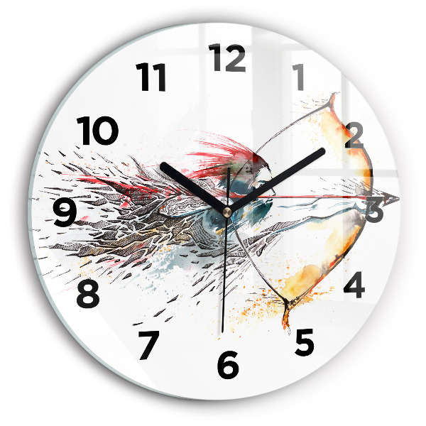 Round glass wall clock A warrior on the hunt