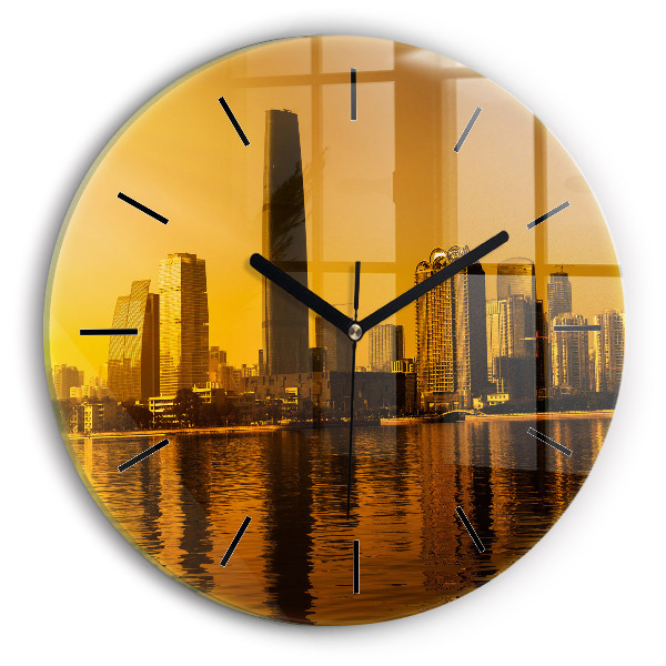 Round glass wall clock Zhujiang River China