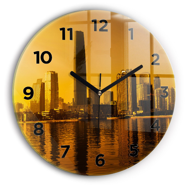 Round glass wall clock Zhujiang River China