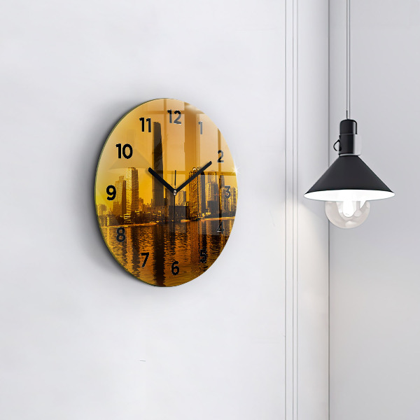 Round glass wall clock Zhujiang River China
