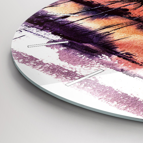 Round glass wall clock Tropical Landscape