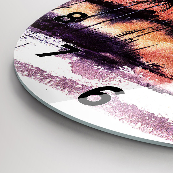 Round glass wall clock Tropical Landscape