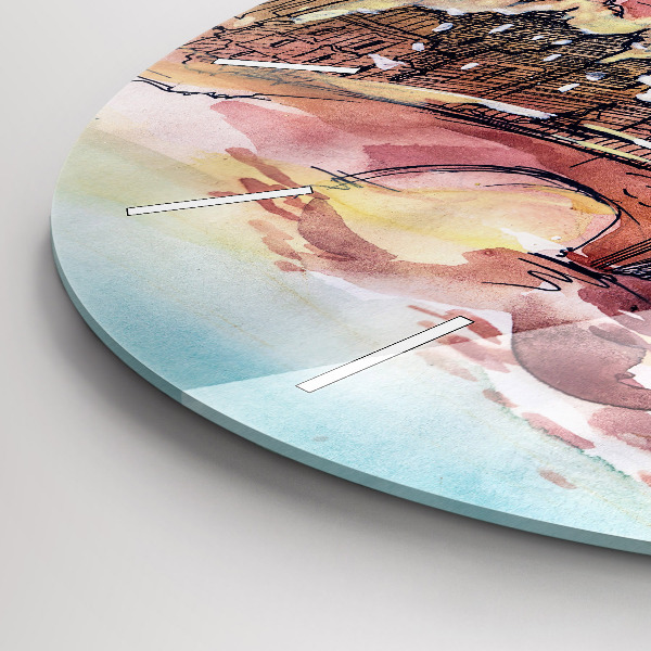 Round glass wall clock Painted Landscape of Paris