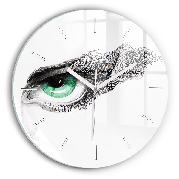 Round glass wall clock Abstraction of the human eye
