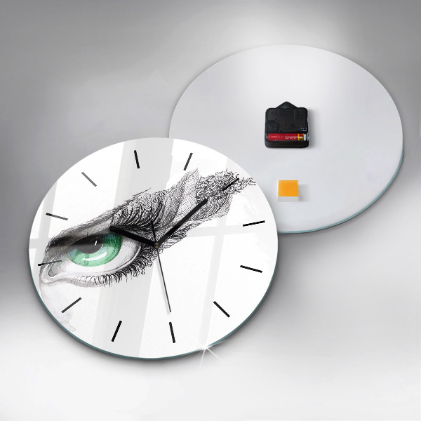 Round glass wall clock Abstraction of the human eye