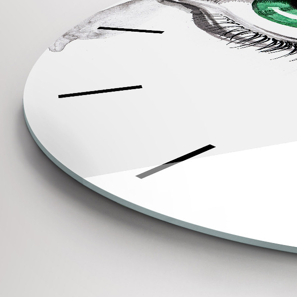 Round glass wall clock Abstraction of the human eye