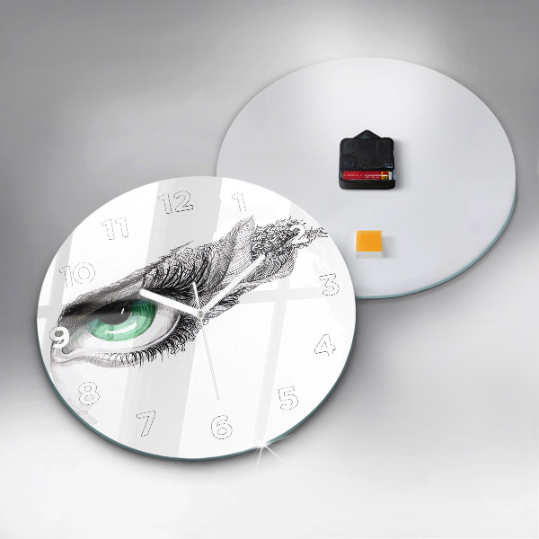 Round glass wall clock Abstraction of the human eye