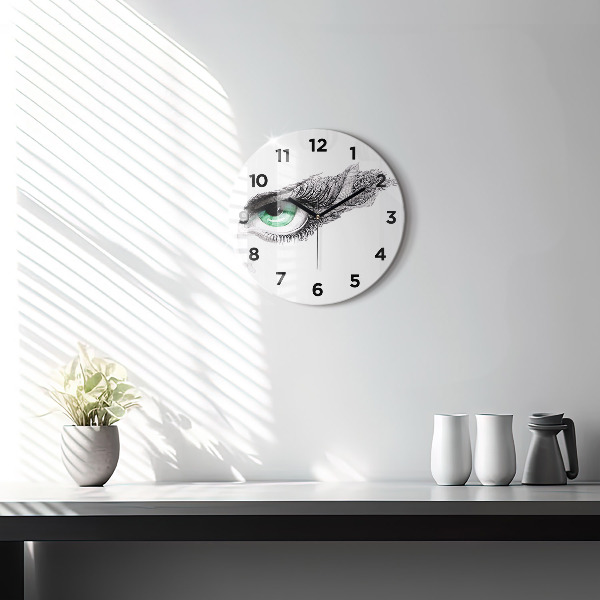 Round glass wall clock Abstraction of the human eye