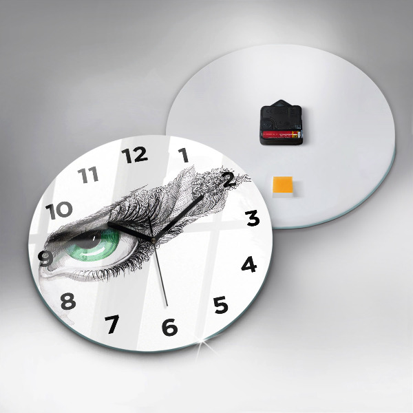 Round glass wall clock Abstraction of the human eye