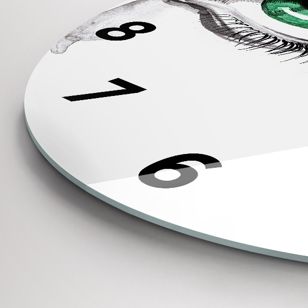 Round glass wall clock Abstraction of the human eye