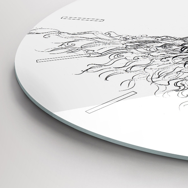 Round glass wall clock Drawing of a human eye