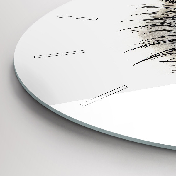 Round glass wall clock Sunflower flower in the eye