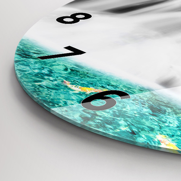 Round glass wall clock Waterfall in Thailand