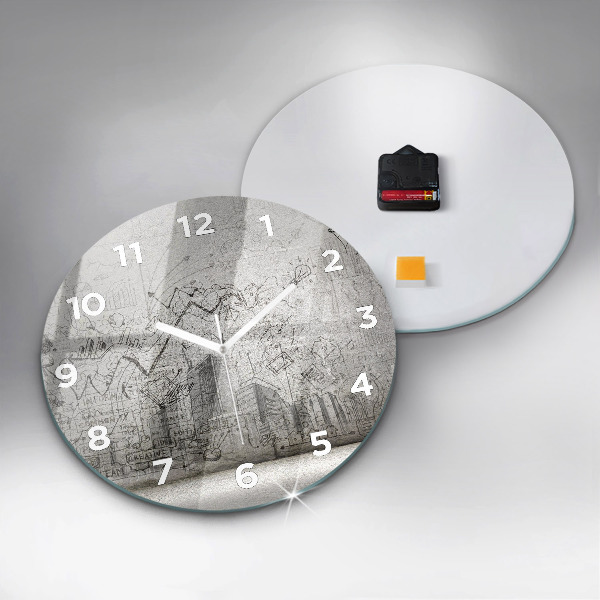 Round glass wall clock City sketch
