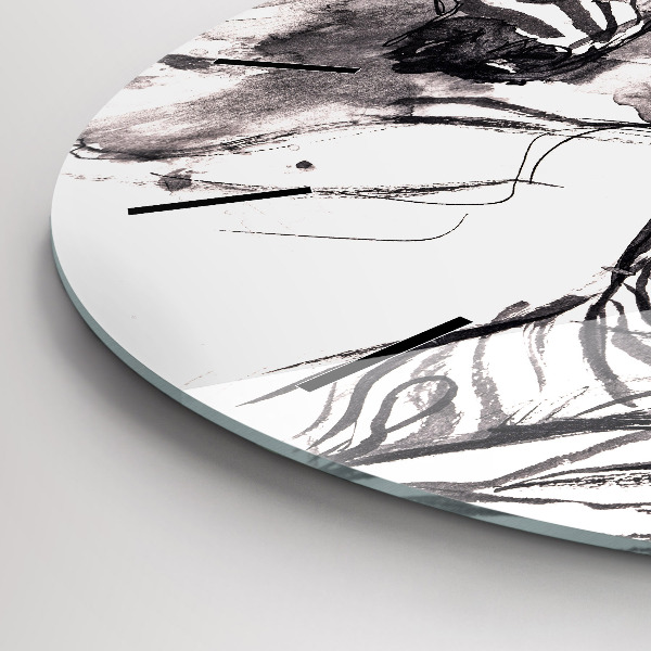 Round glass wall clock Woman and zebras
