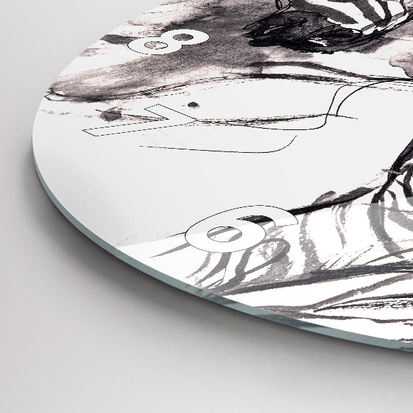 Round glass wall clock Woman and zebras