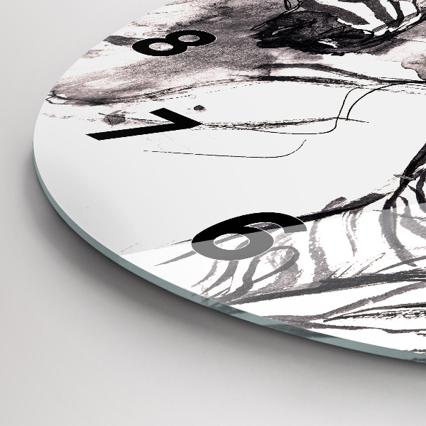 Round glass wall clock Woman and zebras