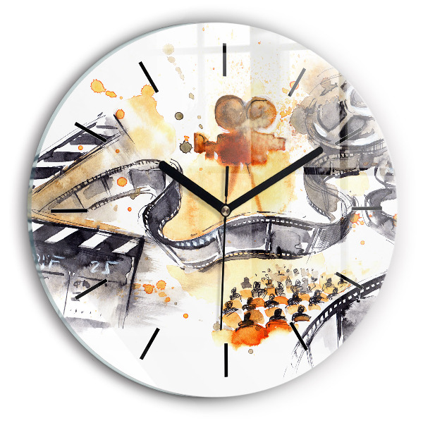 Round glass wall clock Cinematography camera