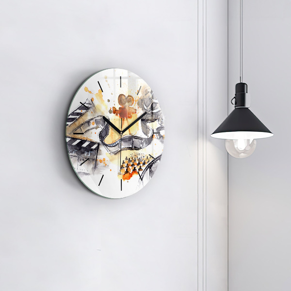 Round glass wall clock Cinematography camera