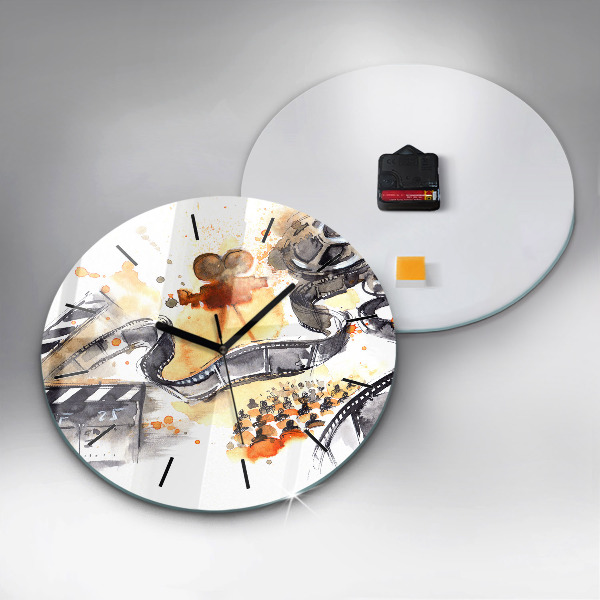 Round glass wall clock Cinematography camera