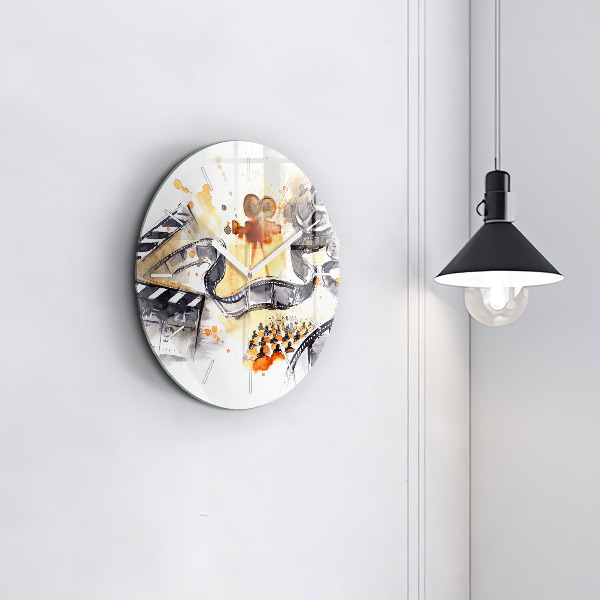 Round glass wall clock Cinematography camera