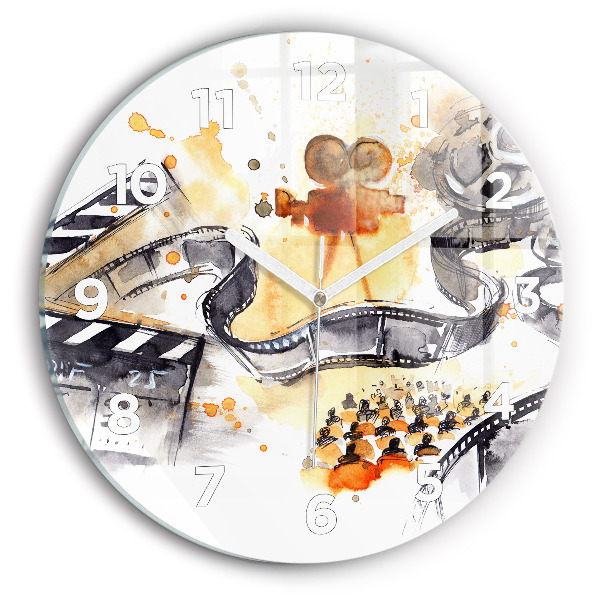 Round glass wall clock Cinematography camera