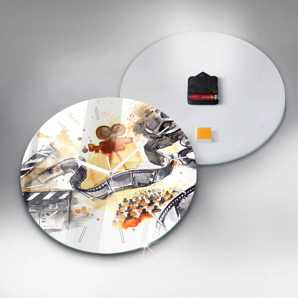 Round glass wall clock Cinematography camera