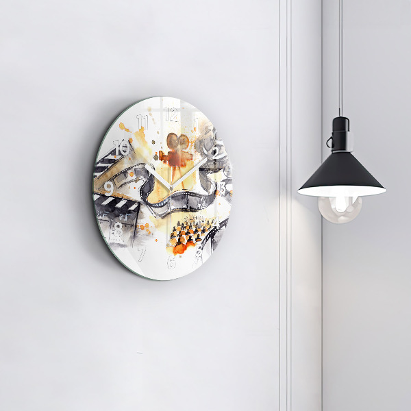 Round glass wall clock Cinematography camera
