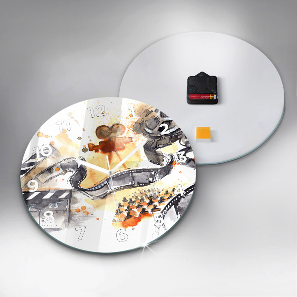 Round glass wall clock Cinematography camera