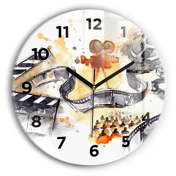 Round glass wall clock Cinematography camera