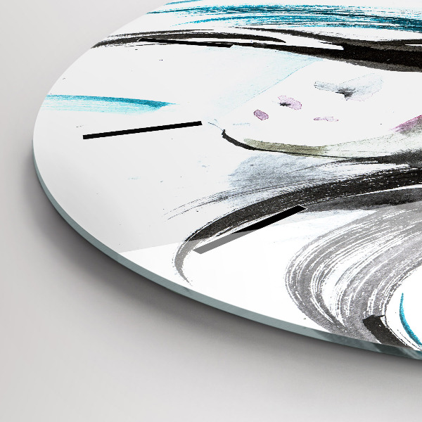 Round glass wall clock Abstract horse and woman