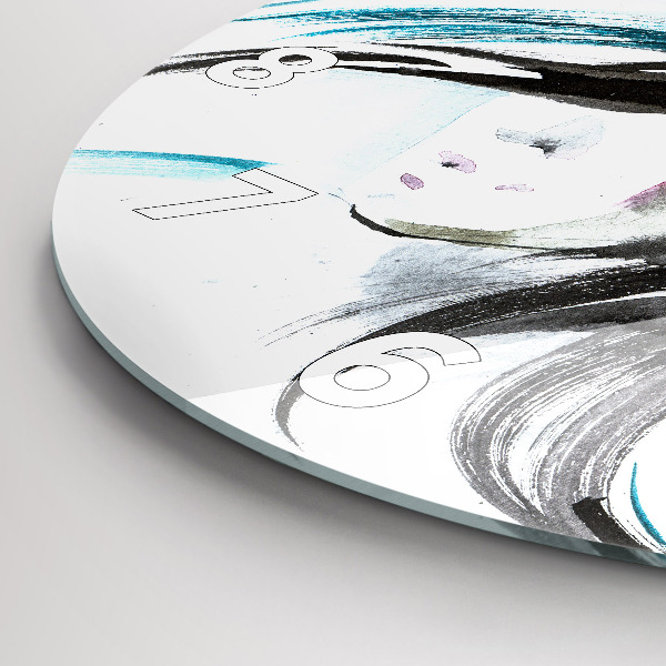 Round glass wall clock Abstract horse and woman