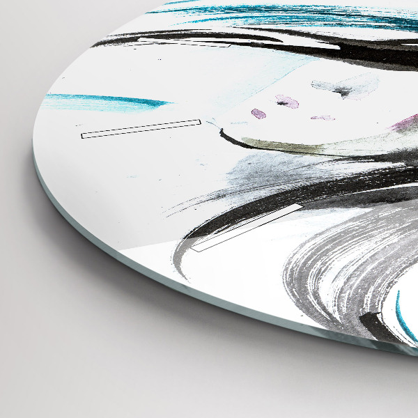 Round glass wall clock Abstract horse and woman