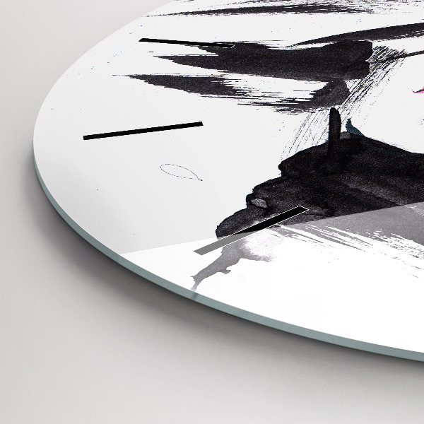 Round glass wall clock Abstract woman's face