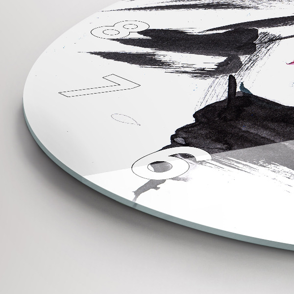 Round glass wall clock Abstract woman's face
