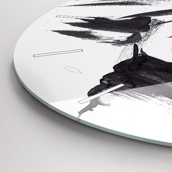 Round glass wall clock Abstract woman's face