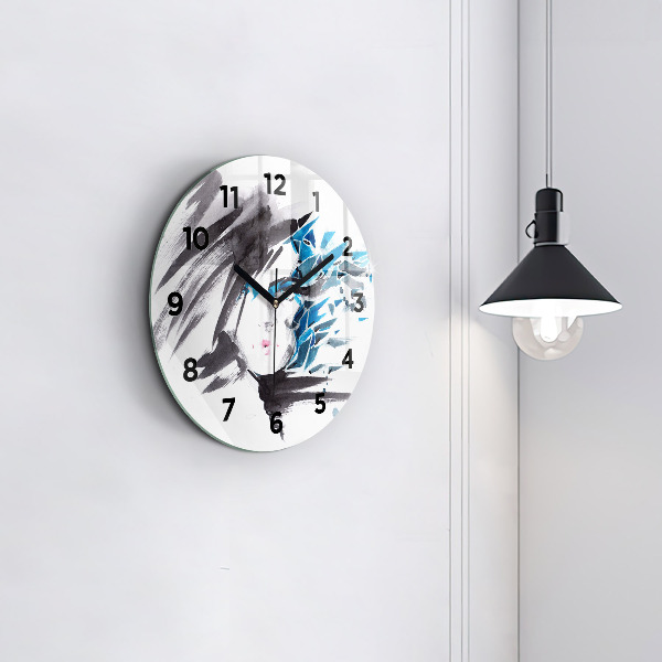 Round glass wall clock Abstract woman's face