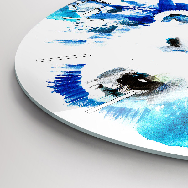 Round glass wall clock Bear on the ice background