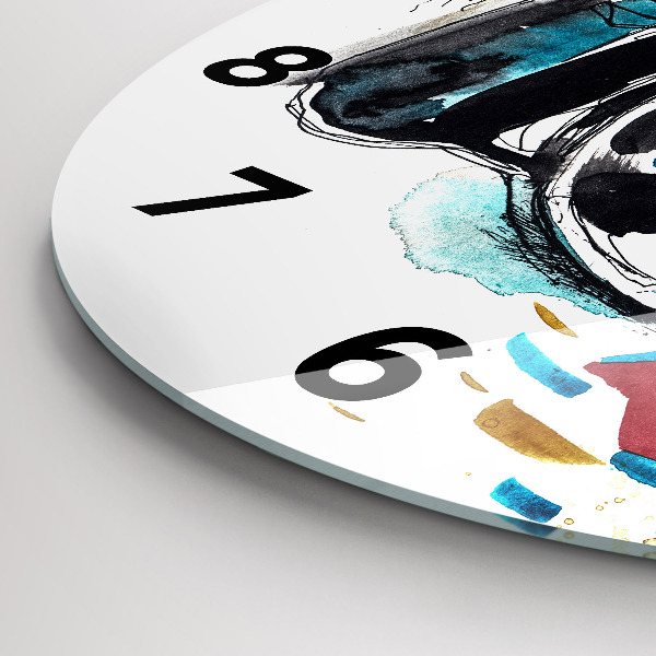 Round glass wall clock Woman photographer