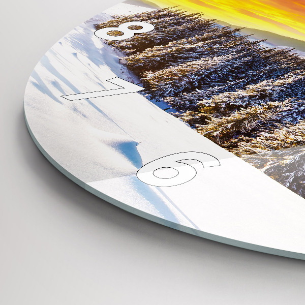 Round glass wall clock Winter Mountain Landscape