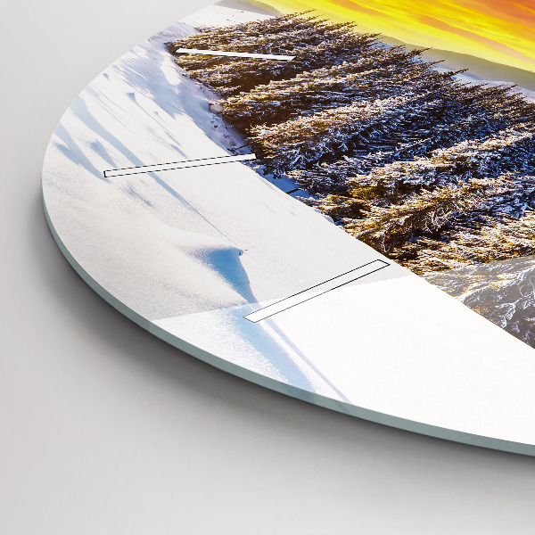 Round glass wall clock Winter Mountain Landscape