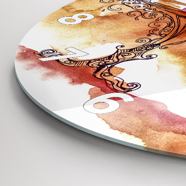 Round glass wall clock Woman drinking tea