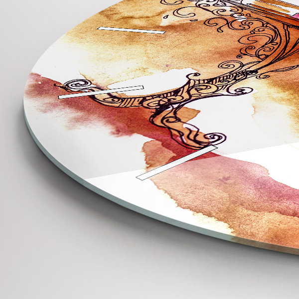 Round glass wall clock Woman drinking tea