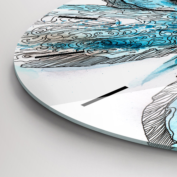 Round glass wall clock Butterfly face