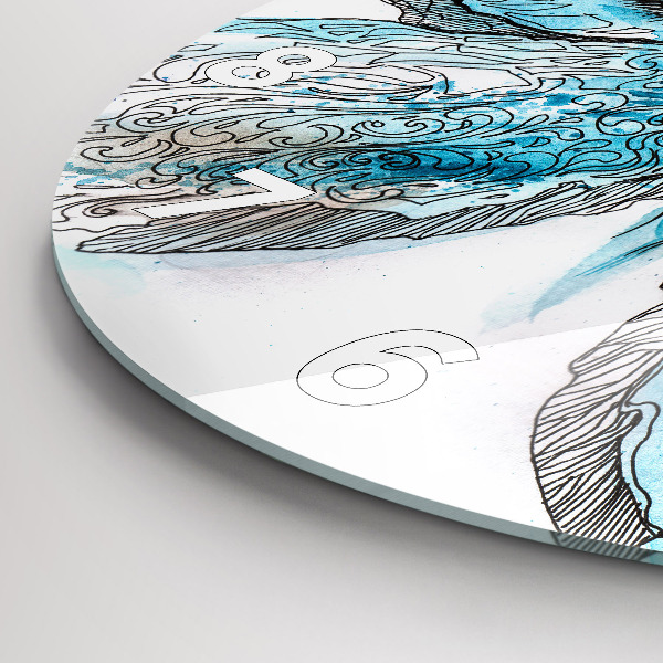 Round glass wall clock Butterfly face