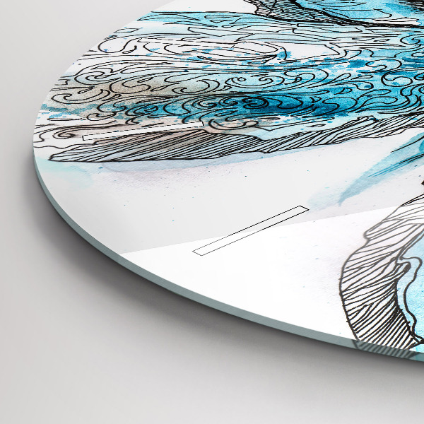 Round glass wall clock Butterfly face