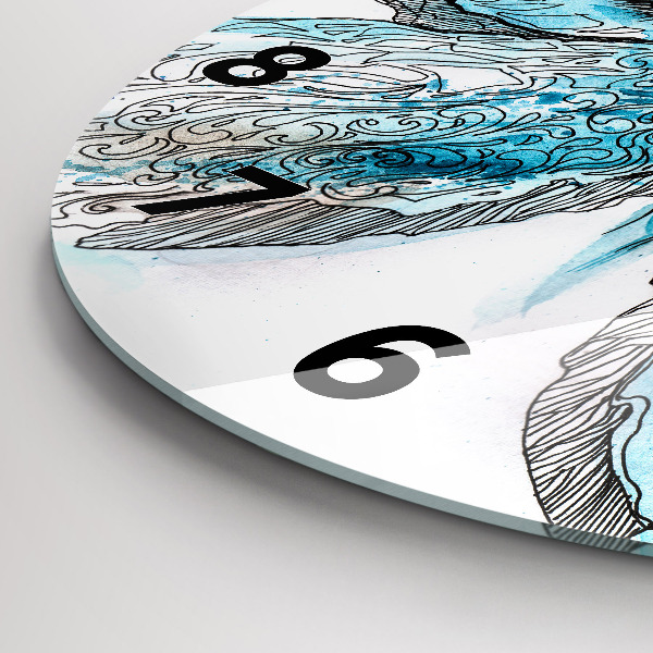 Round glass wall clock Butterfly face