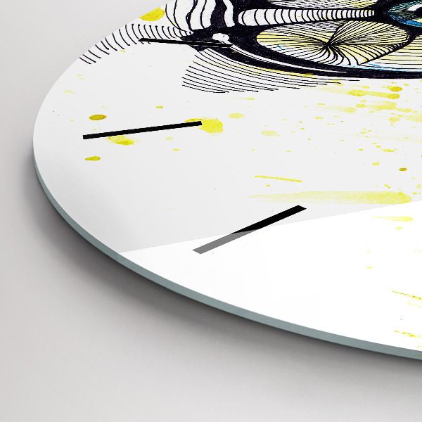 Round glass wall clock Eyes with glasses