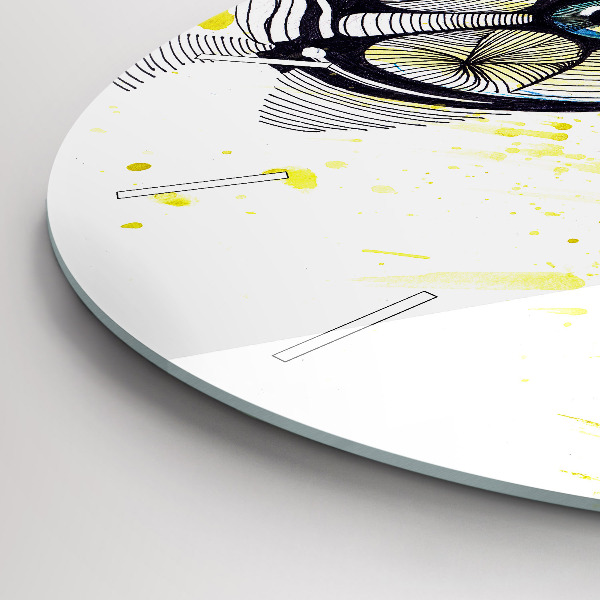 Round glass wall clock Eyes with glasses